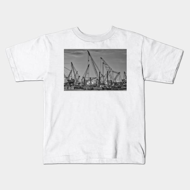 Cranes B+W Kids T-Shirt by jforno